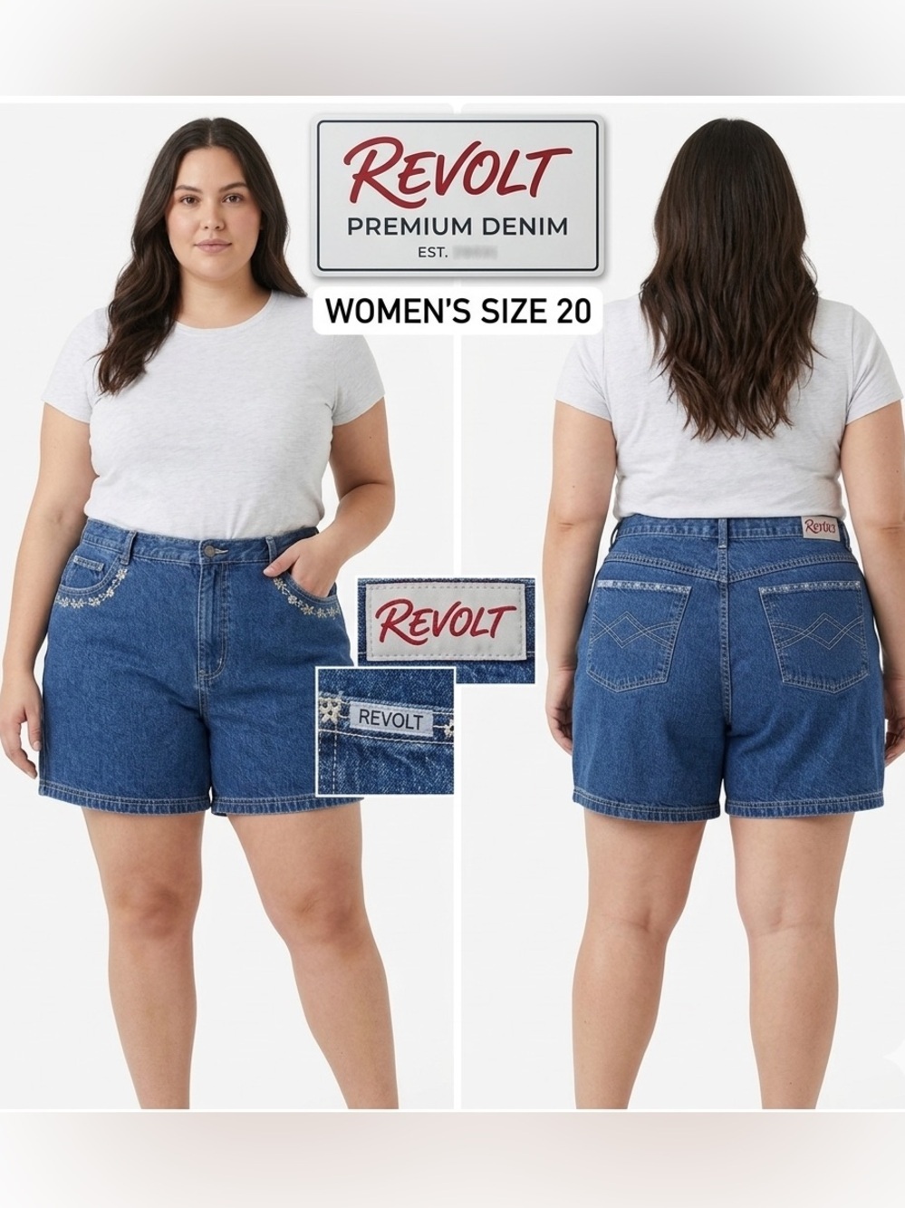 Revolt High Waisted Embroidered Jean Shorts 20